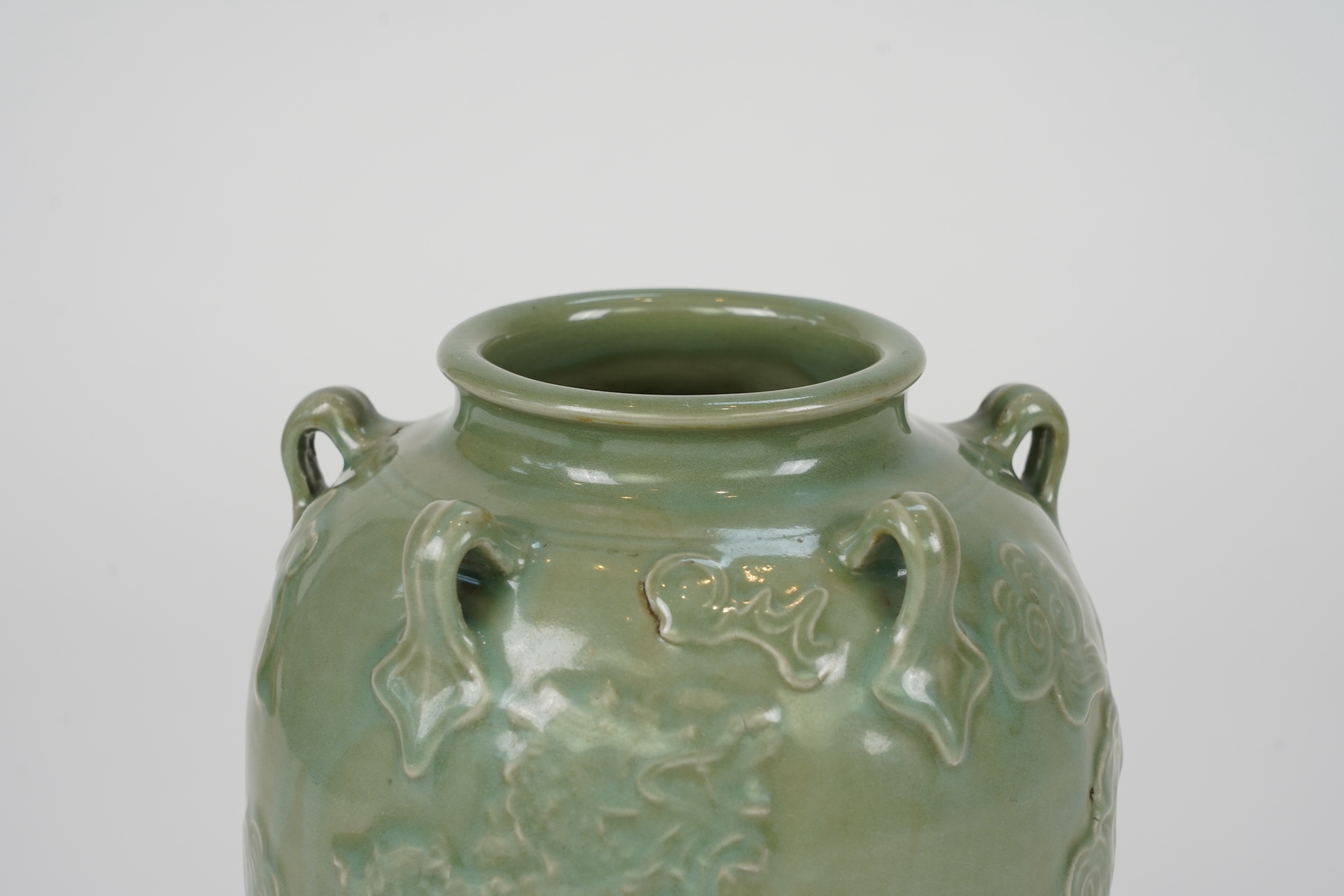 A Chinese Longquan style celadon vase